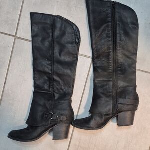 Fergalicious Black Knee-High Block Heel Boots